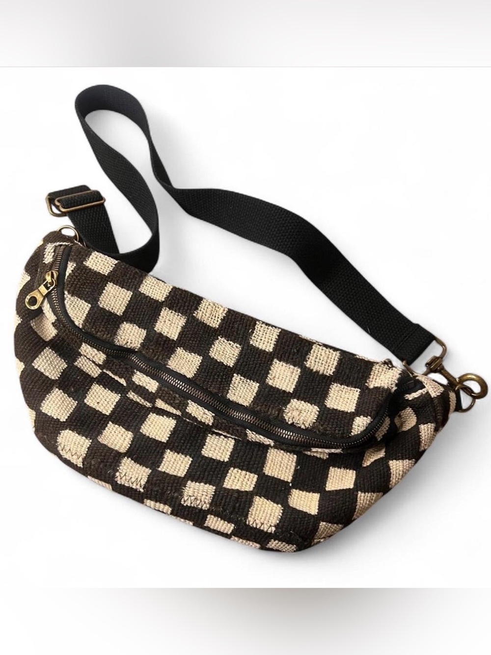 Jenna Bee checkered sling bag black & Cream
